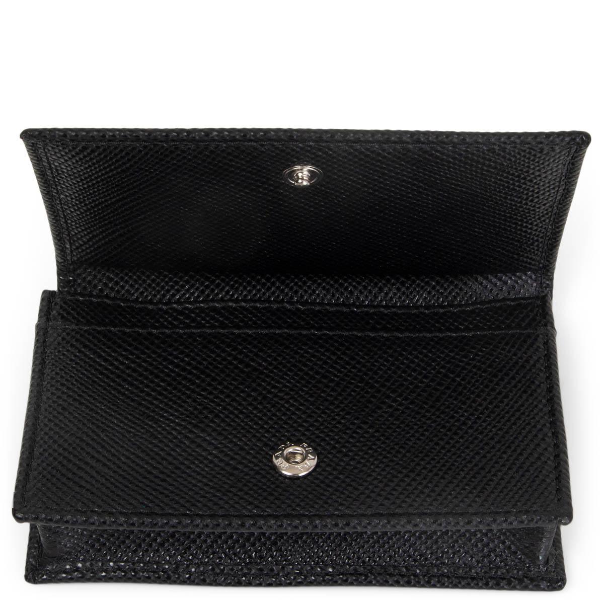 Women's or Men's PRADA black leather SAFFIANO Credit Card & Coin Wallet