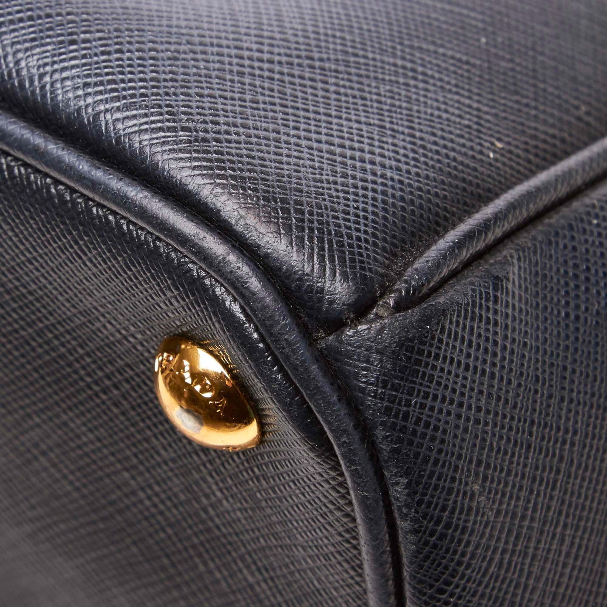 Prada Black Leather Saffiano Galleria Handbag 6