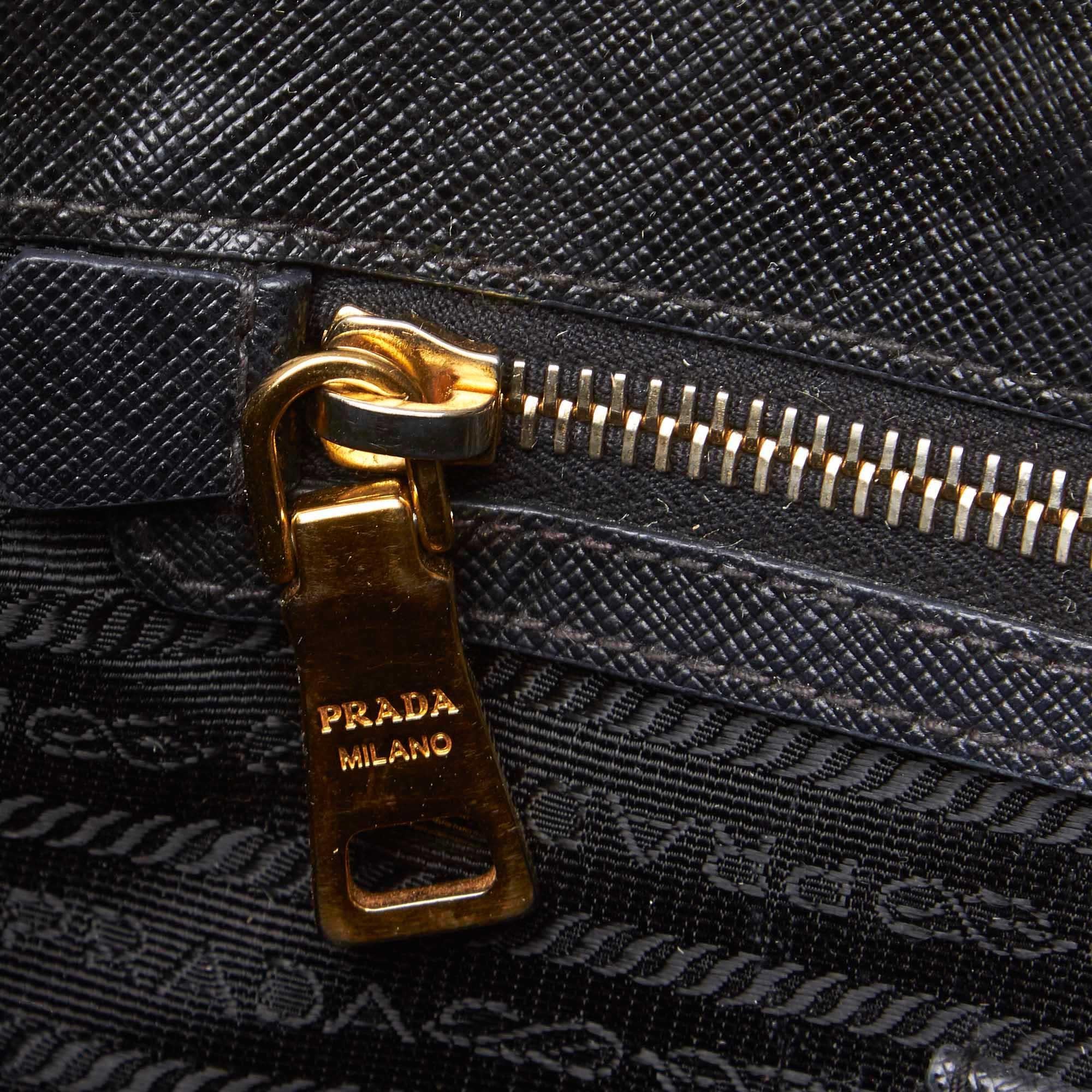 Prada Black Leather Saffiano Galleria Handbag 8