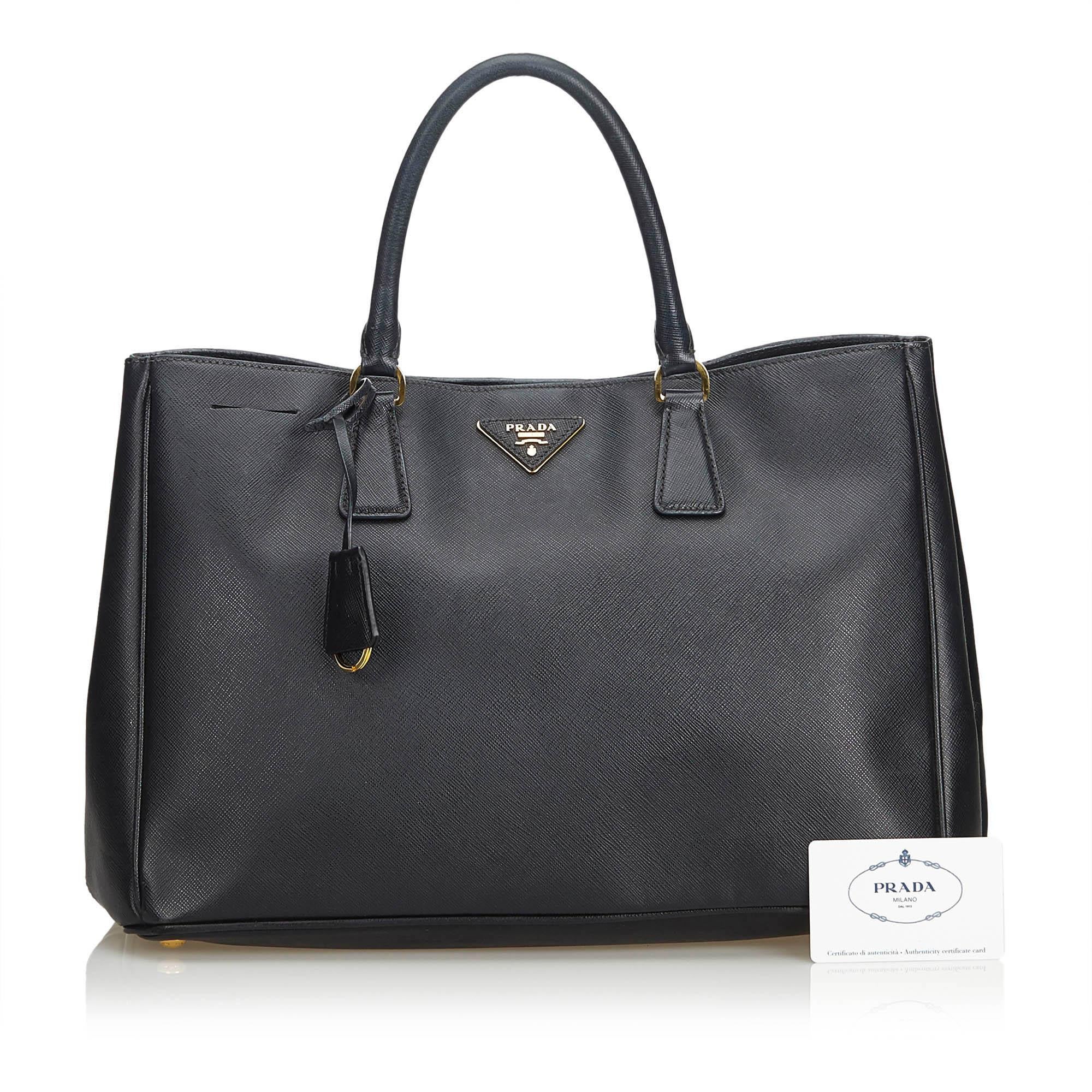 Prada Black Leather Saffiano Galleria Handbag 11