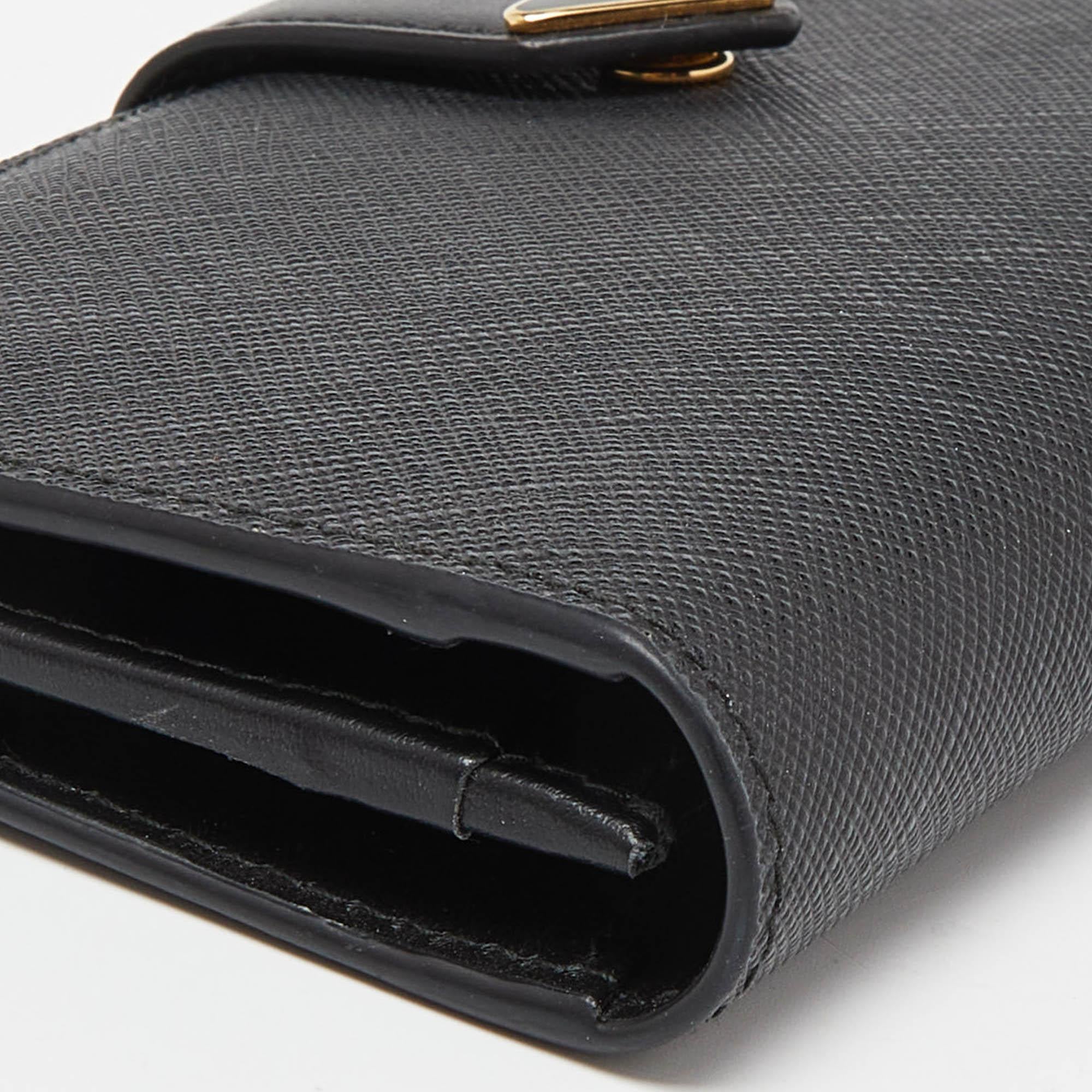 Prada Black Leather Saffiano Leather Wallet 6
