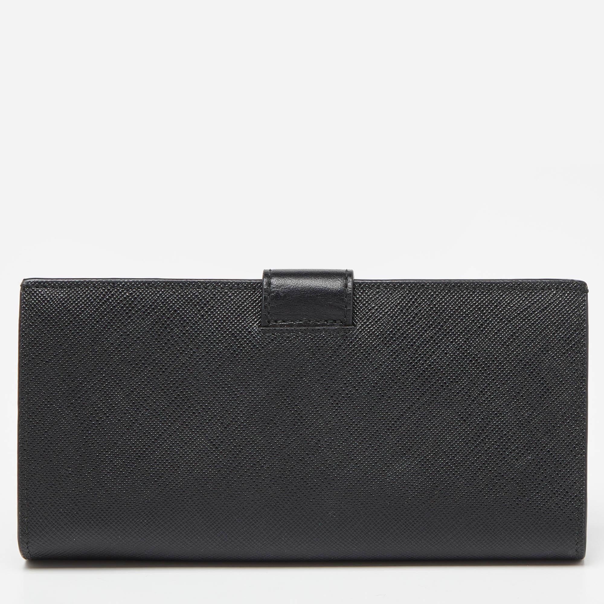 Prada Black Leather Saffiano Leather Wallet 1
