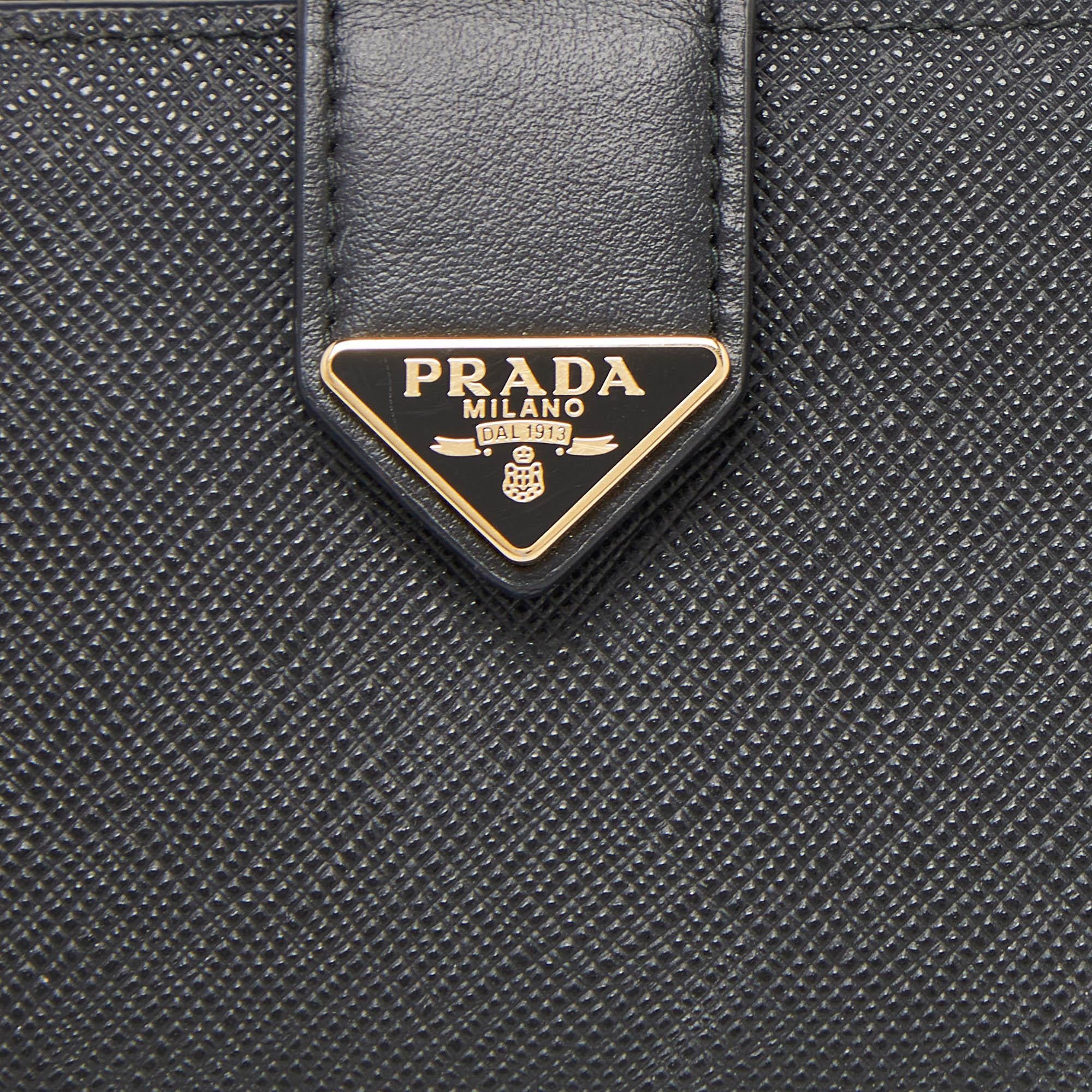 Prada Black Leather Saffiano Leather Wallet 2