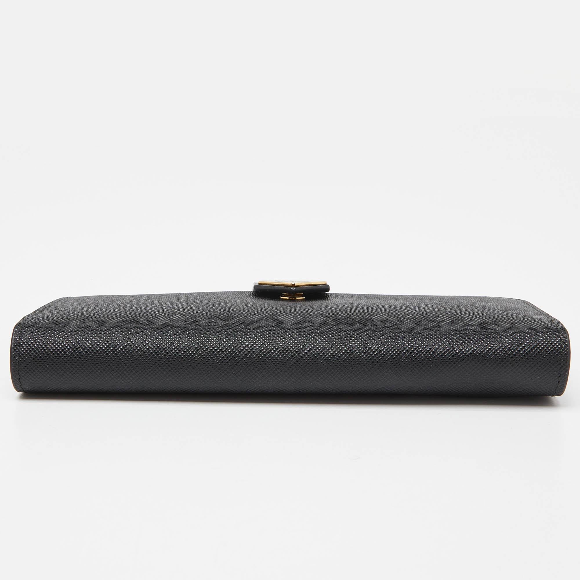 Prada Black Leather Saffiano Leather Wallet 3