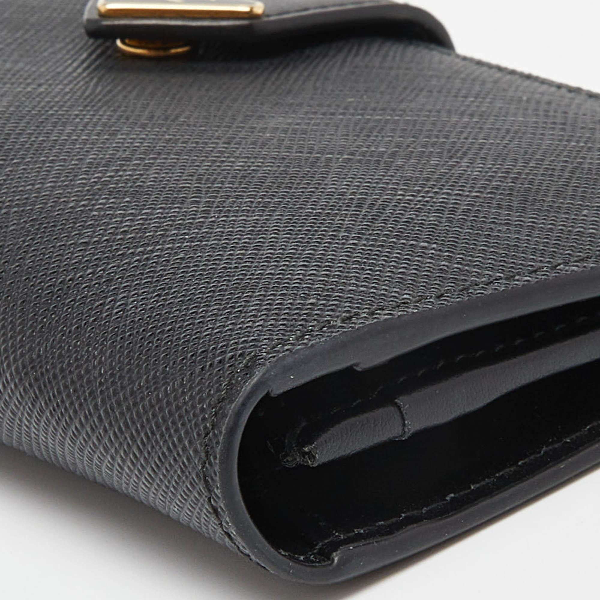 Prada Black Leather Saffiano Leather Wallet 5
