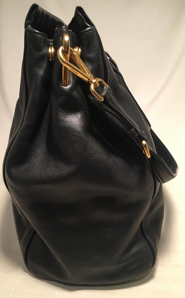 Prada Black Leather Saffiano Top Handle Tote Shoulder Bag For Sale at ...
