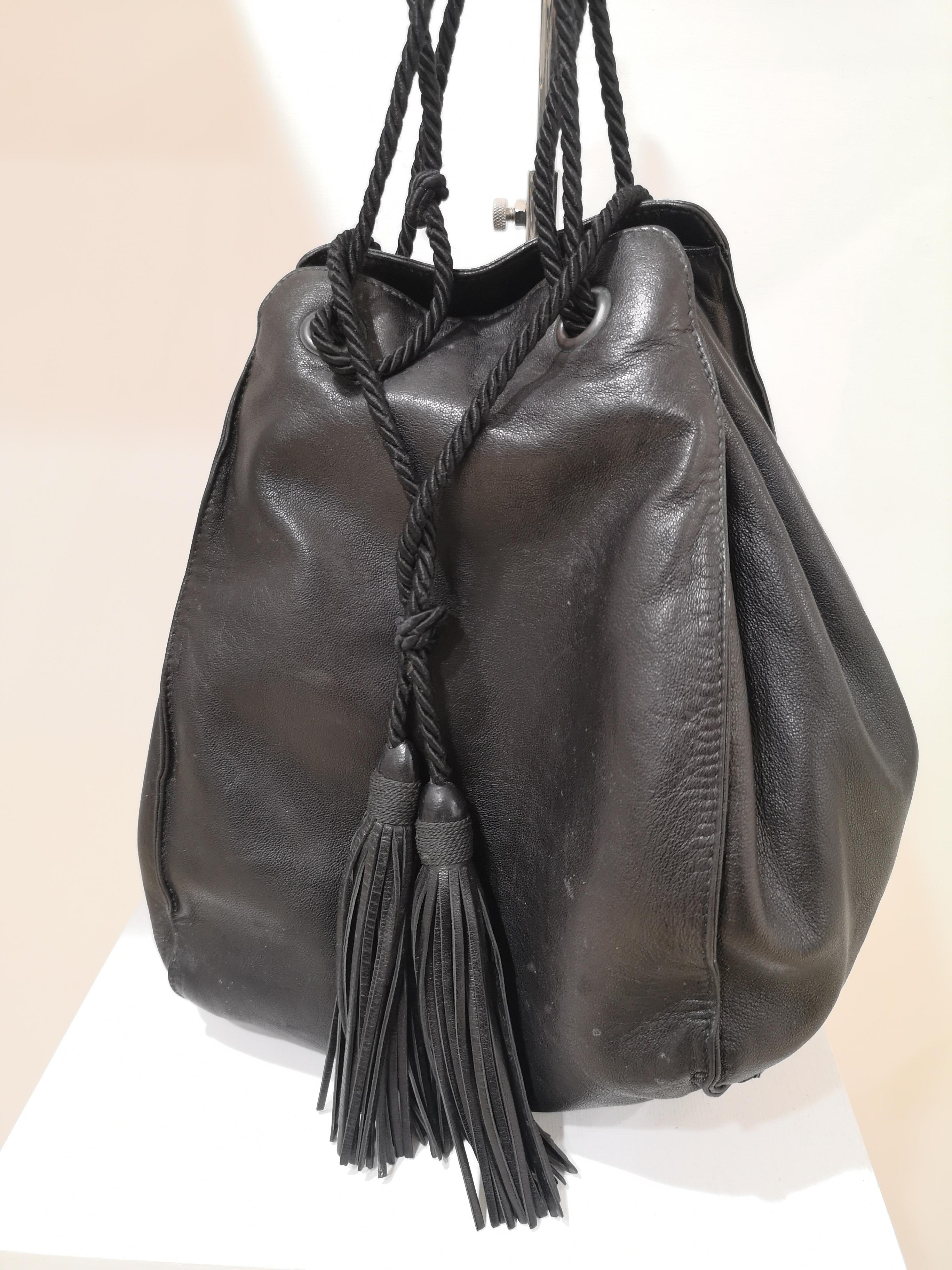 Prada black leather satchel 4