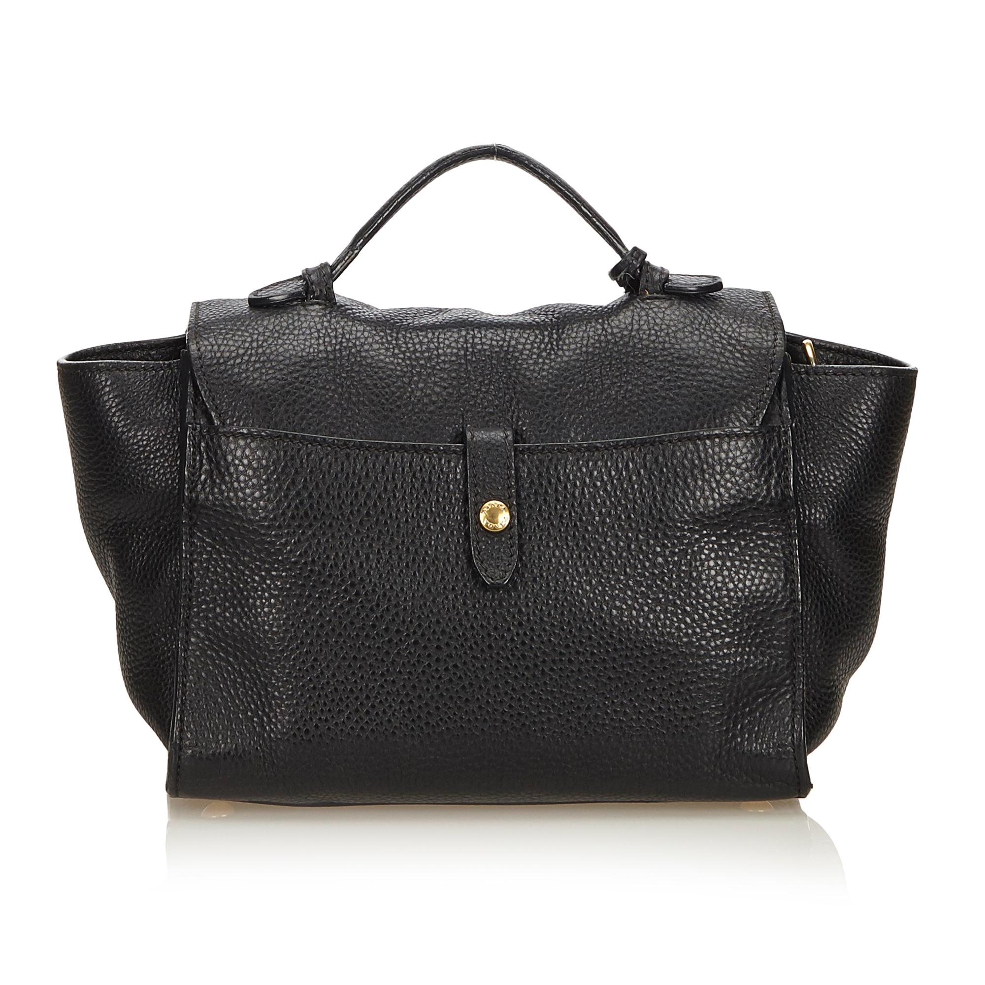 Prada Black Leather Satchel In Good Condition For Sale In Orlando, FL