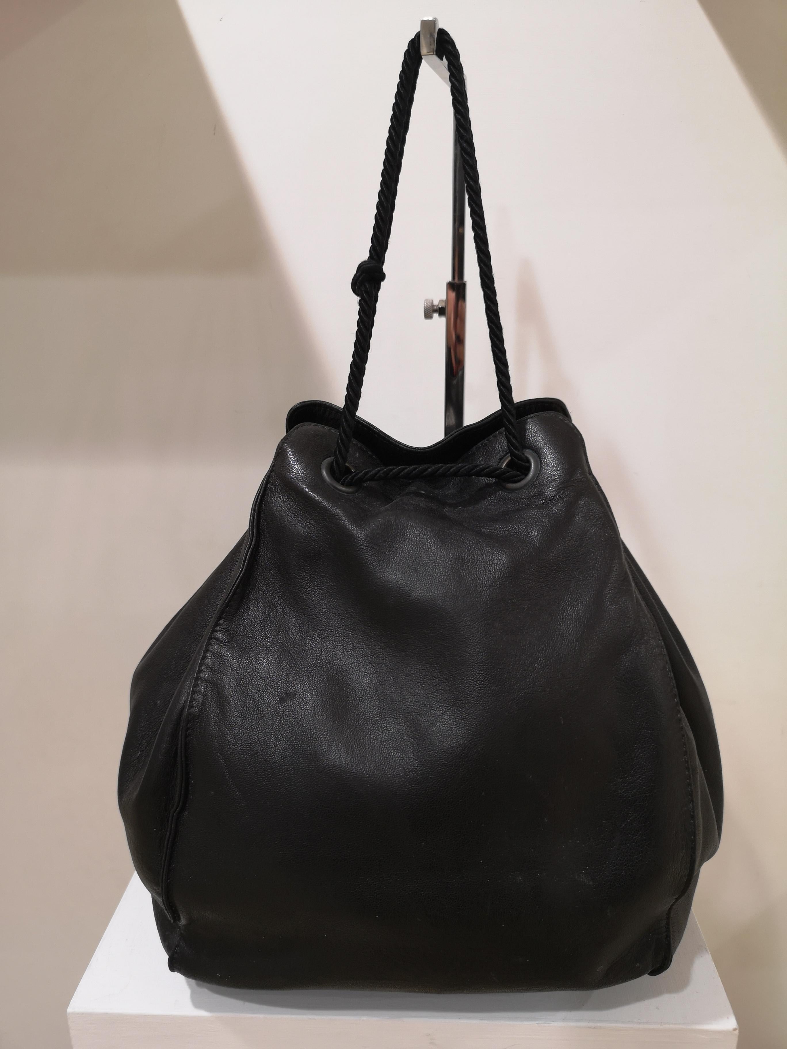 Black Prada black leather satchel