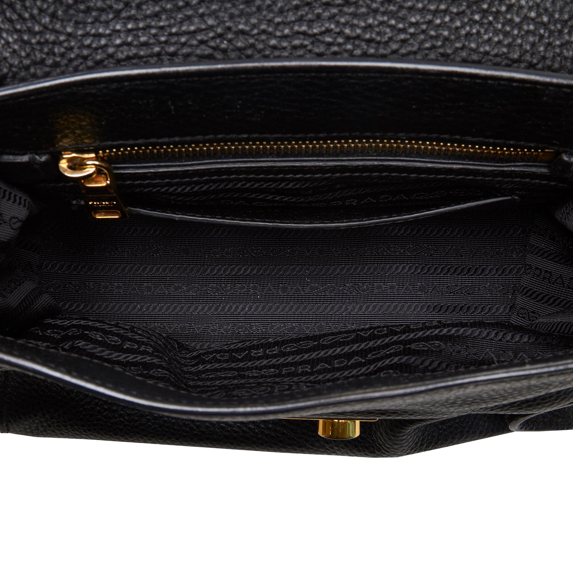 Prada Black Leather Satchel For Sale 1