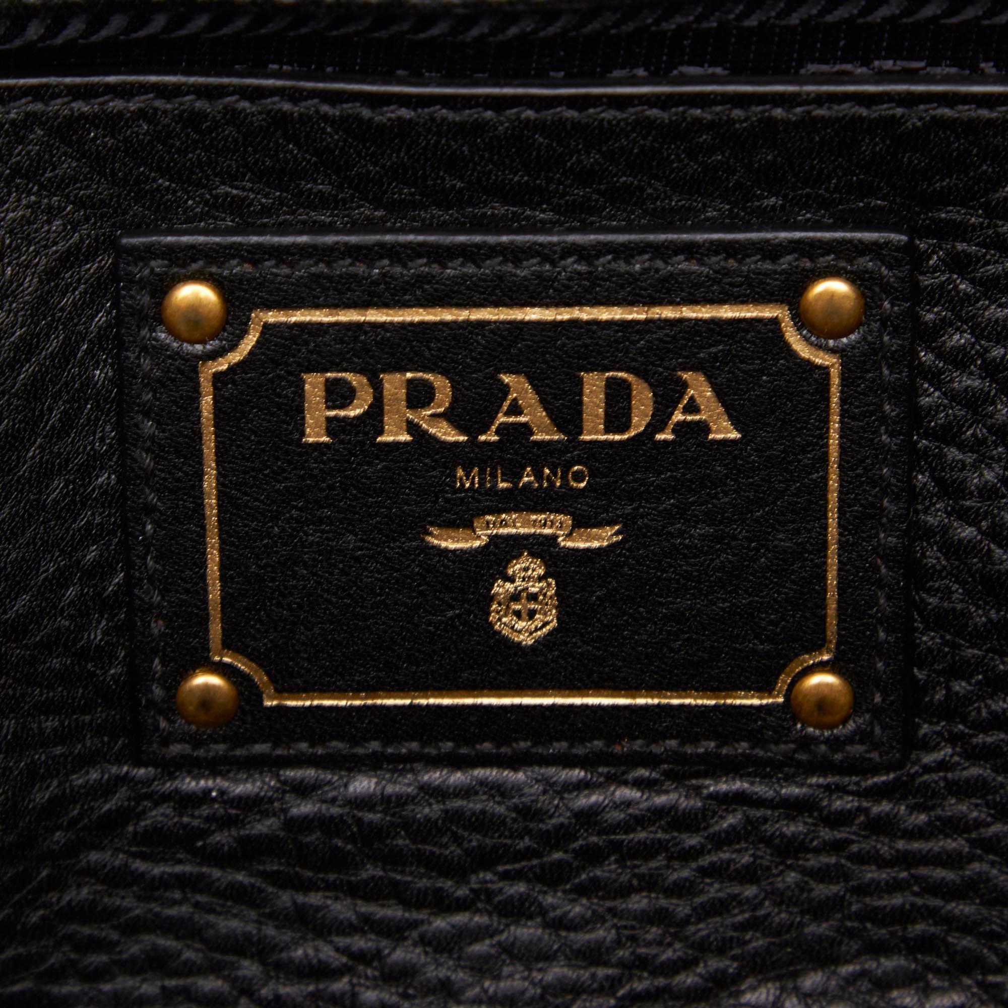 Prada Black Leather Satchel For Sale 2