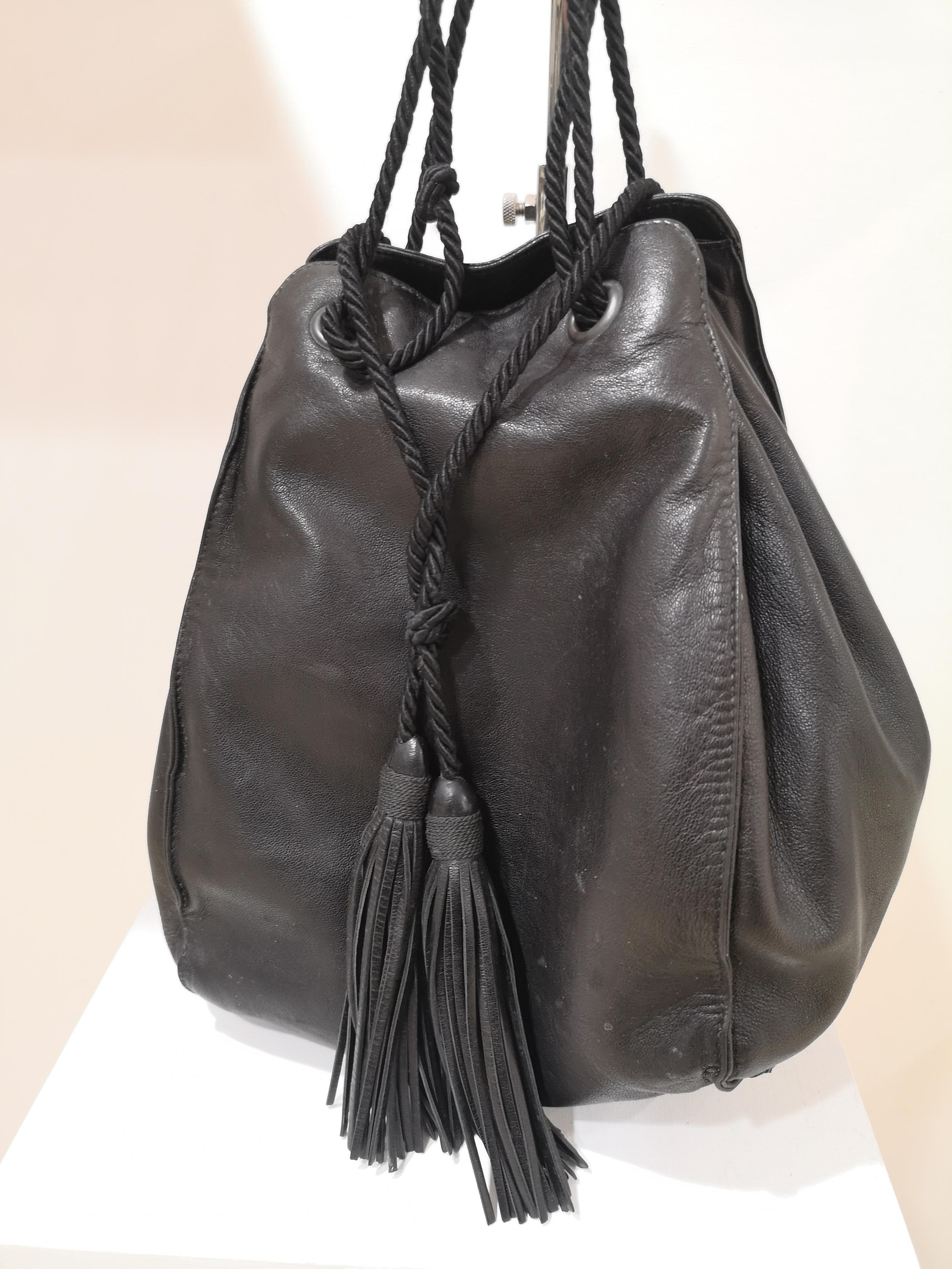 Prada black leather satchel 3