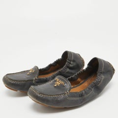 Prada Black Leather Scrunch Ballet Flats Size 36
