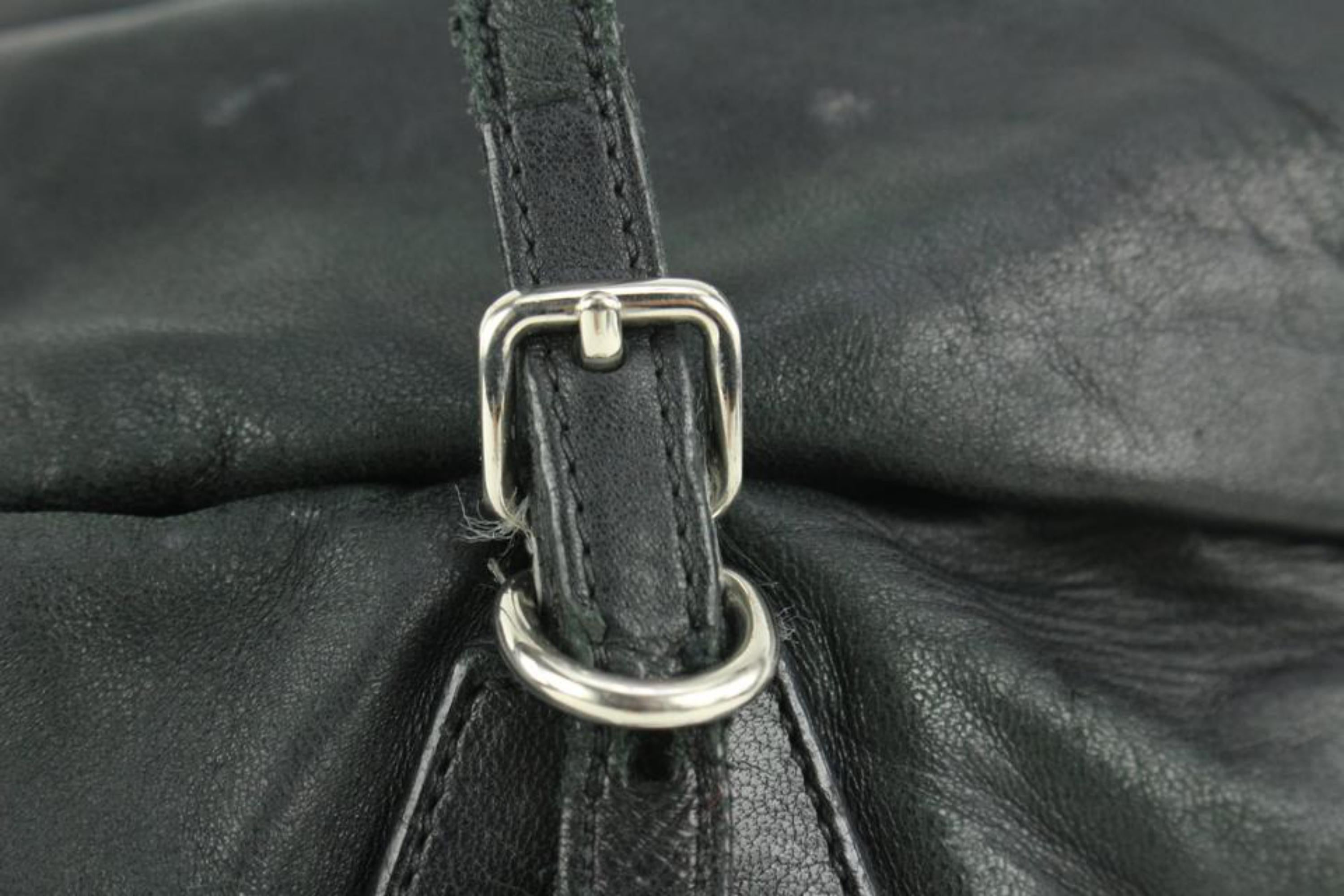 Prada Black Leather Shopper Tote Bag 14p19 In Fair Condition For Sale In Dix hills, NY