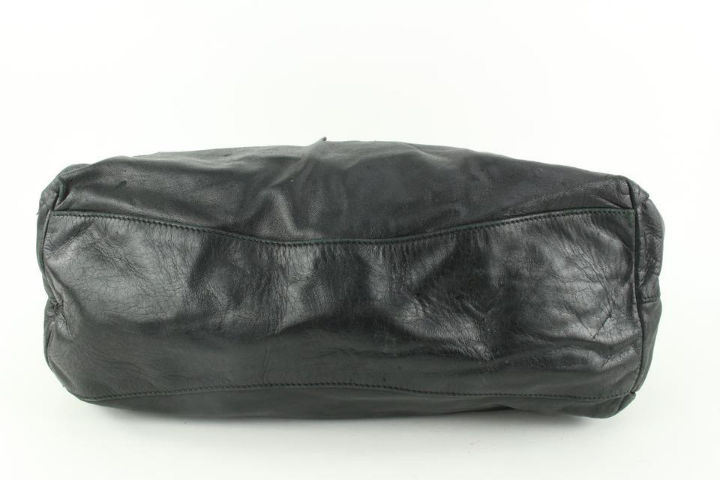 Women's Prada Black Leather Shopper Tote Bag 14p19 For Sale