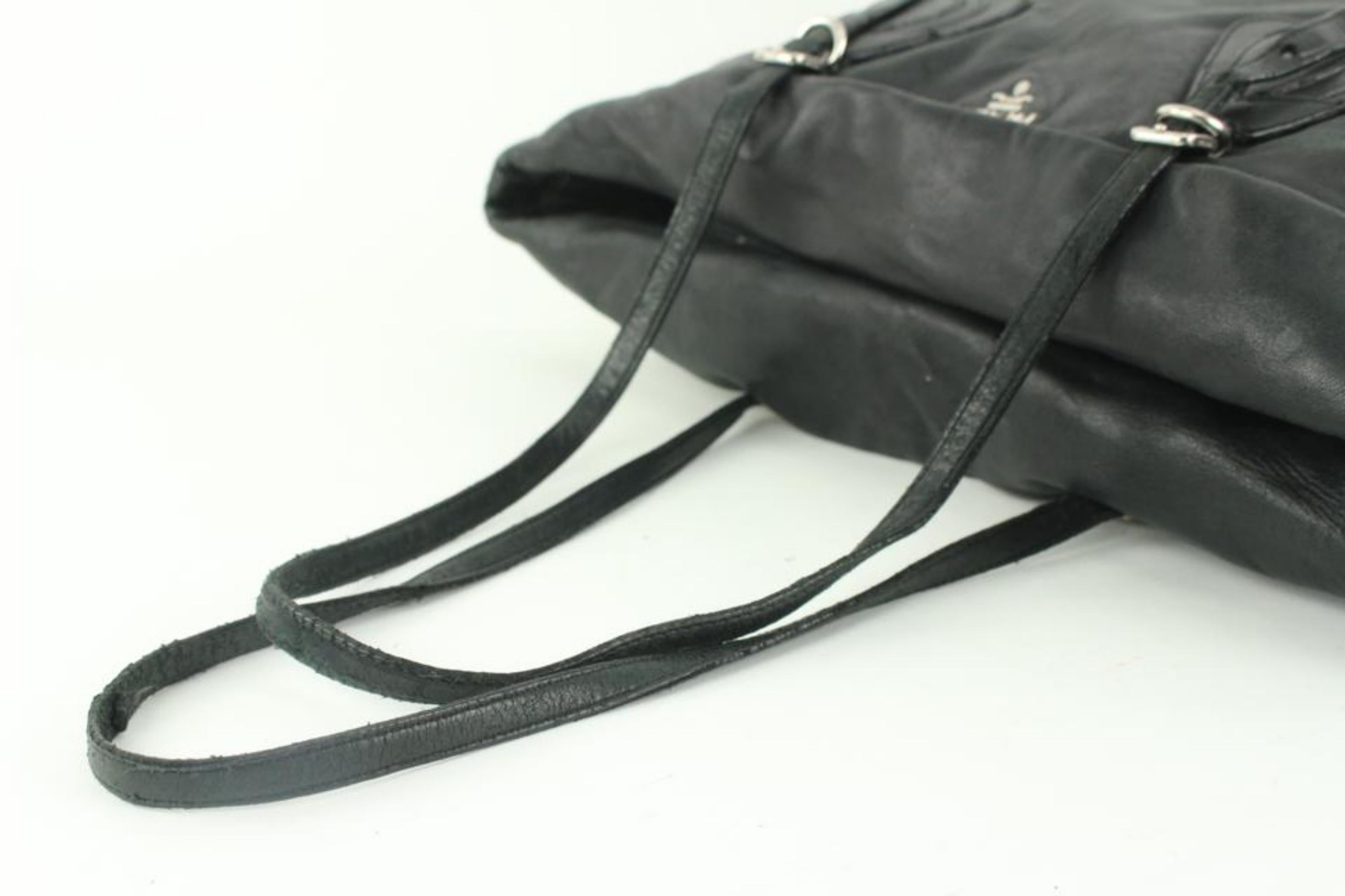 Prada Black Leather Shopper Tote Bag 14p19 For Sale 2