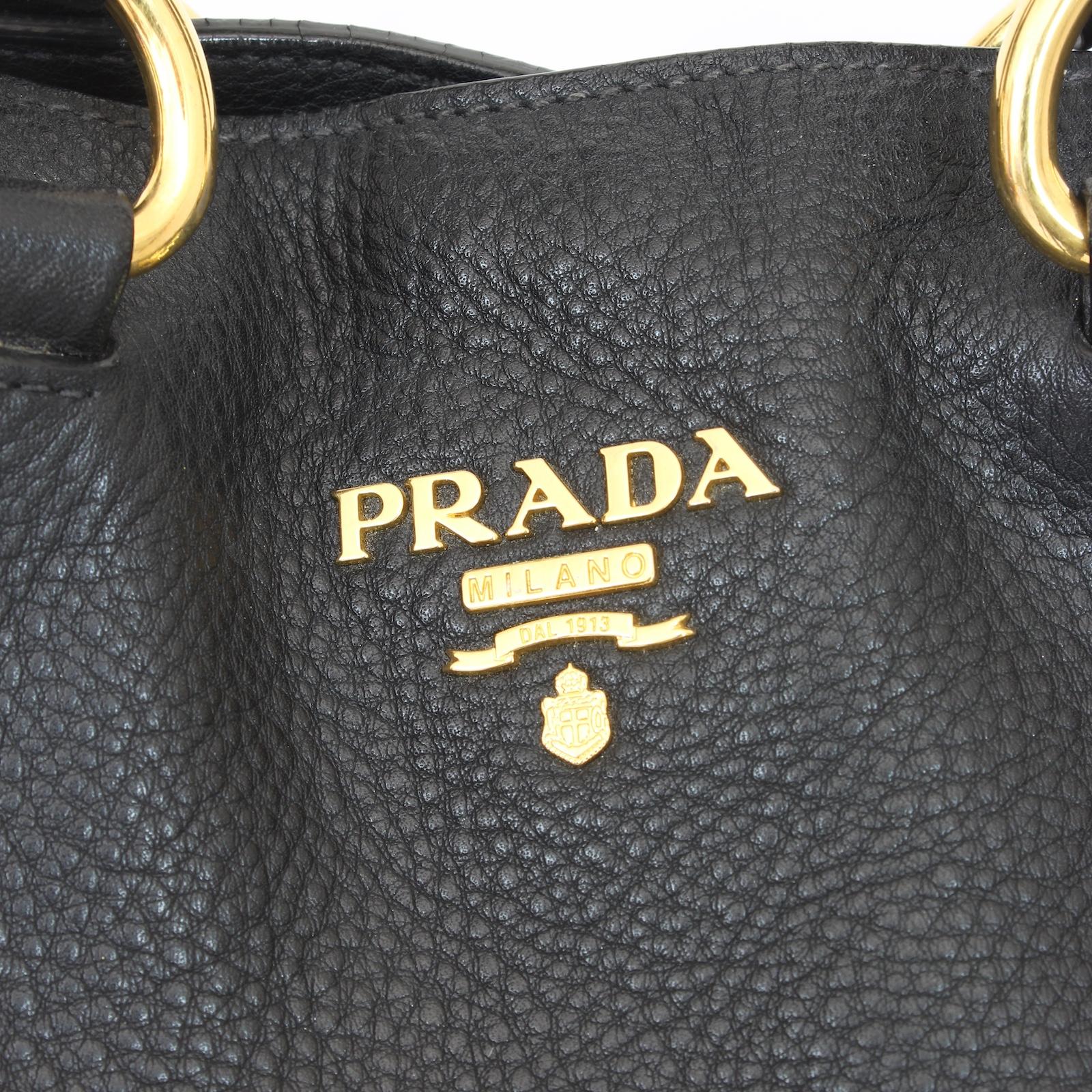 Prada Black Leather Shopper Tote Bag 2000s 1