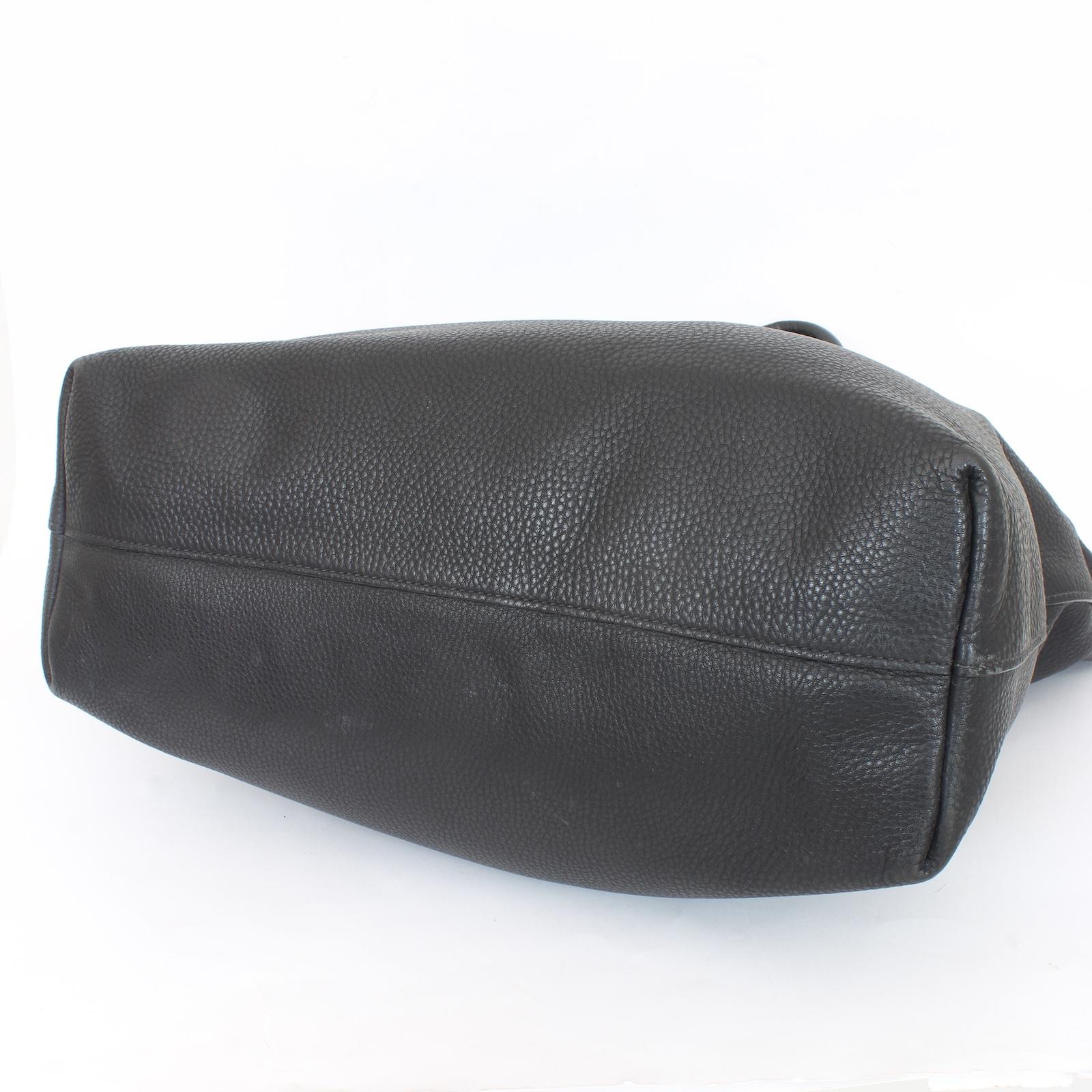 Prada Black Leather Shopper Tote Bag 2000s 2