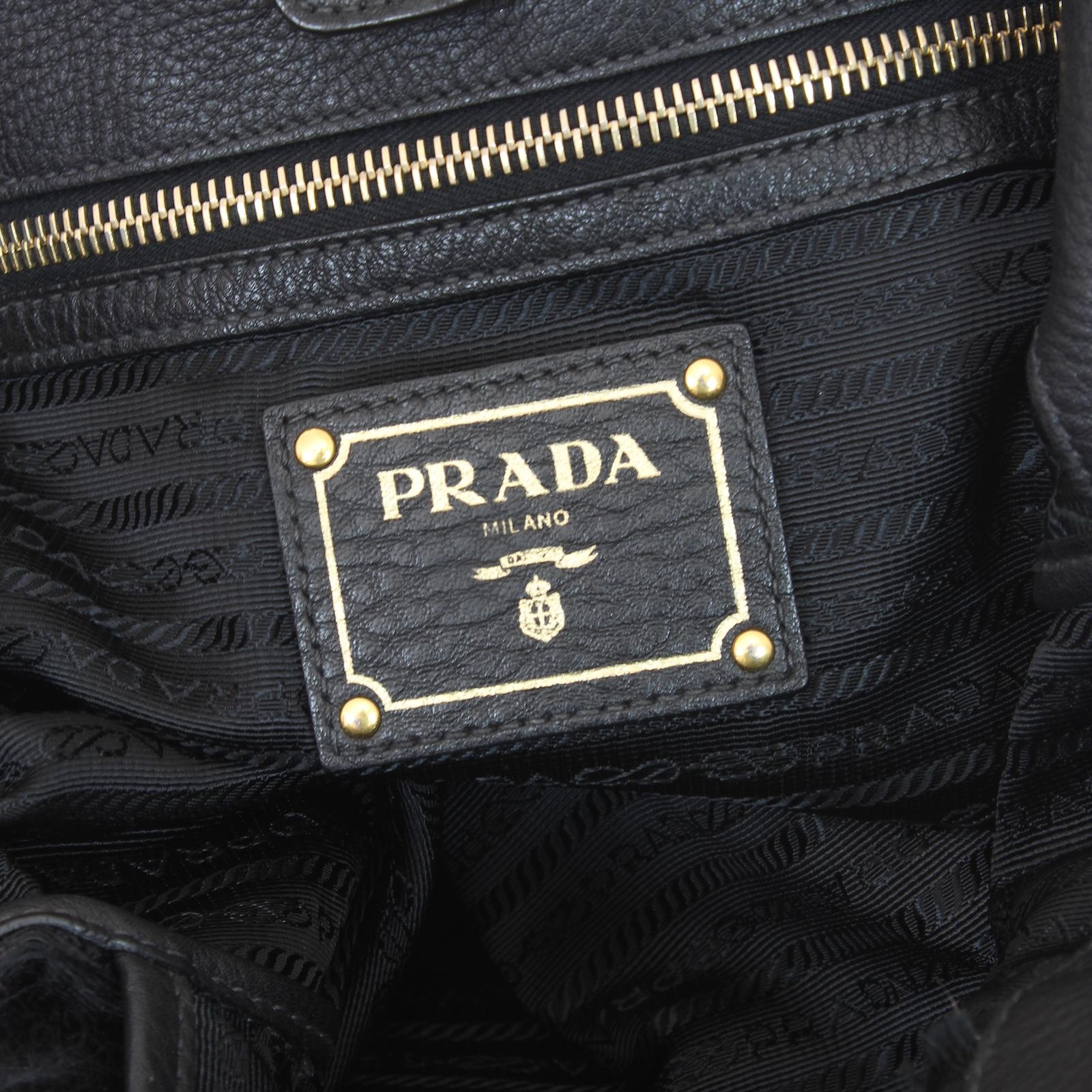 Prada Black Leather Shopper Tote Bag 2000s 3