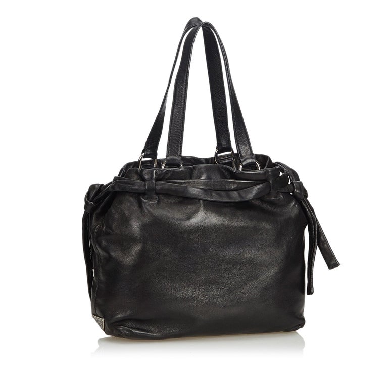 Prada Black Leather Shoulder Bag at 1stDibs