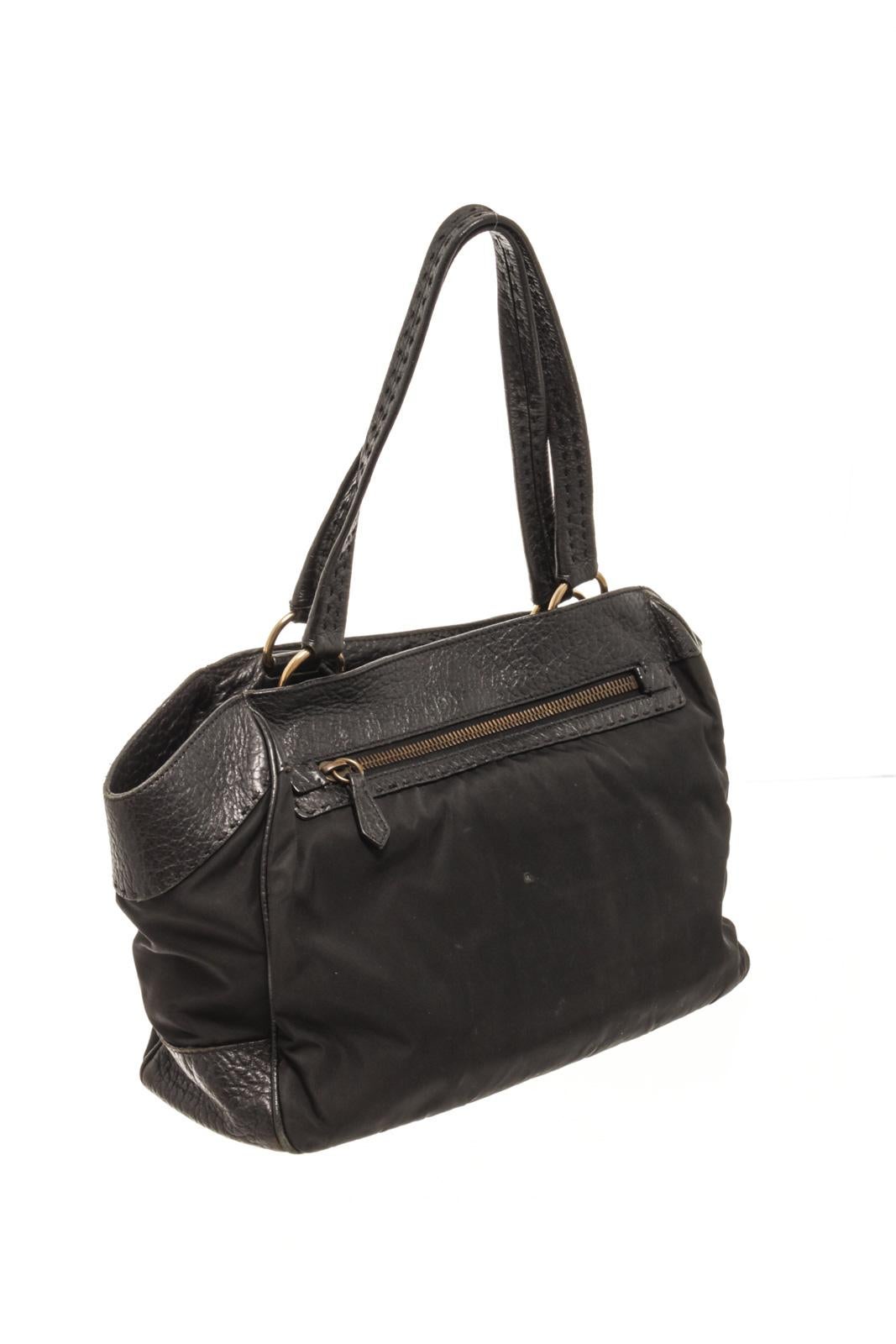Prada Black Leather Shoulder Bag In Good Condition For Sale In Irvine, CA