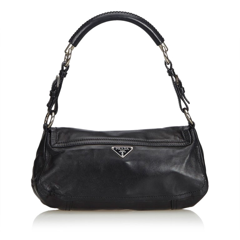 Prada Black Leather Shoulder Bag at 1stdibs
