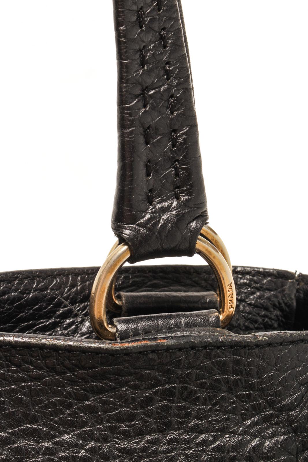 Prada Black Leather Shoulder Bag For Sale 1