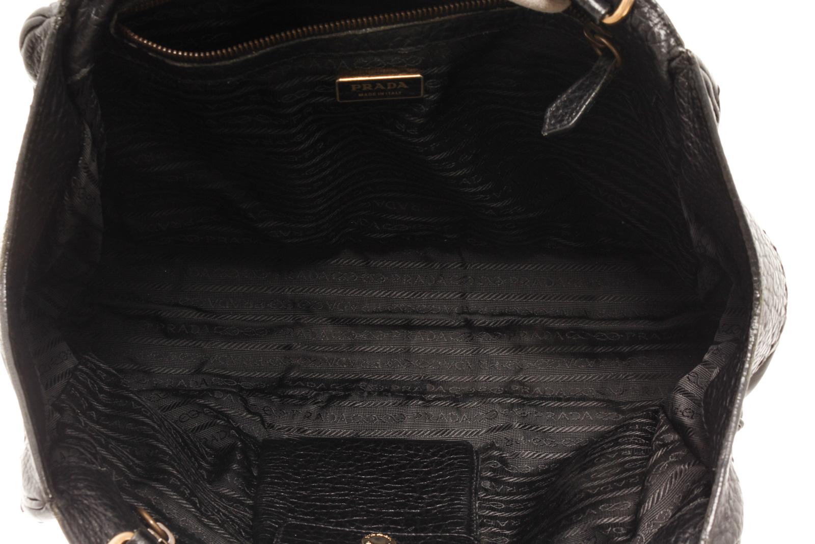 Prada Black Leather Shoulder Bag For Sale 2