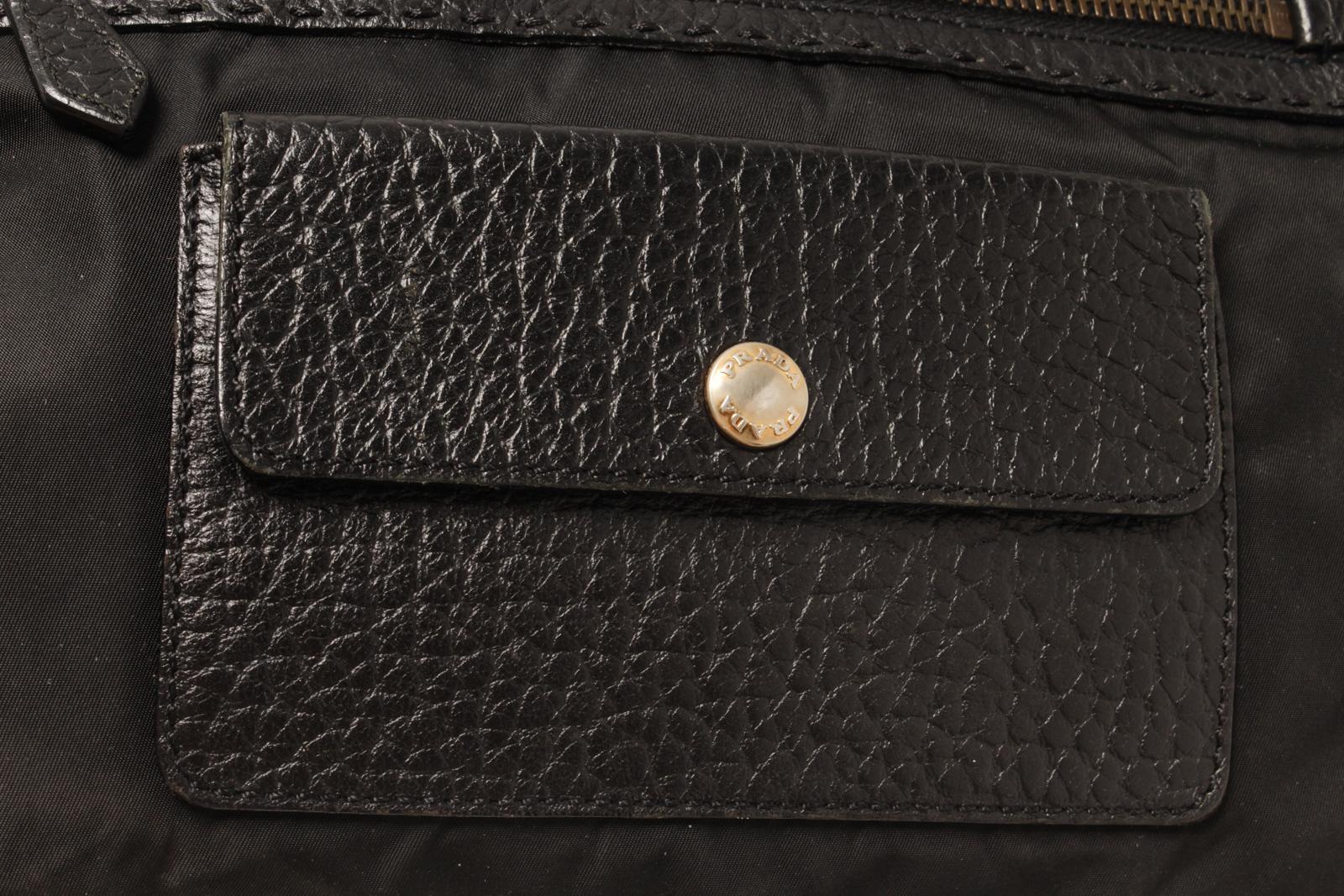 Prada Black Leather Shoulder Bag For Sale 3