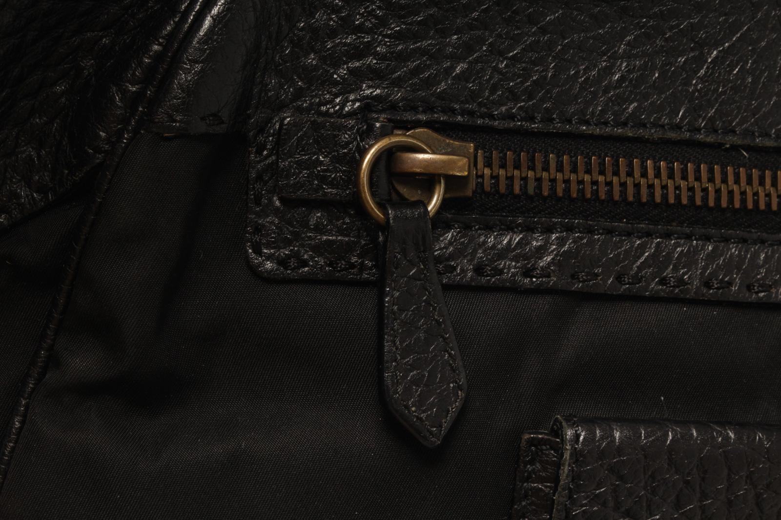 Prada Black Leather Shoulder Bag For Sale 4