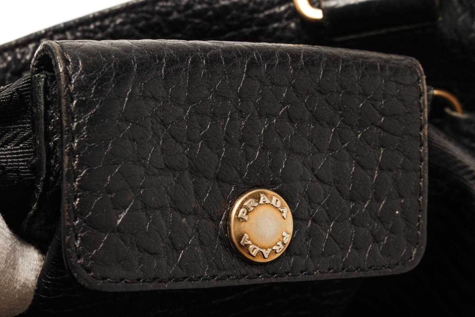 Prada Black Leather Shoulder Bag For Sale 5