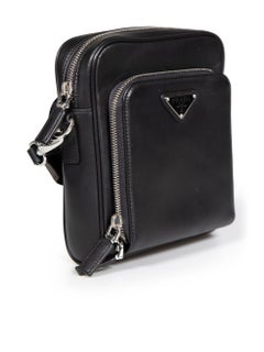 Prada Black Leather Shoulder Bag with Pouch