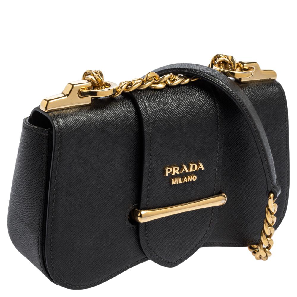 Women's Prada Black Leather Sidonie Shoulder Bag