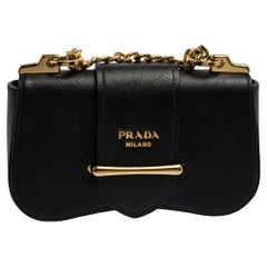 Prada Black Leather Sidonie Shoulder Bag