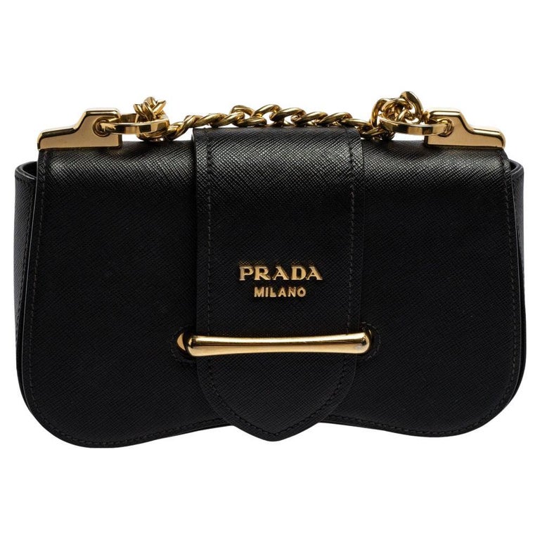 Prada Black Leather Sidonie Shoulder Bag at 1stDibs