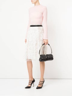 Prada Black Leather Silver 2 in 1 Evening Hoop Top Handle Satchel Bag