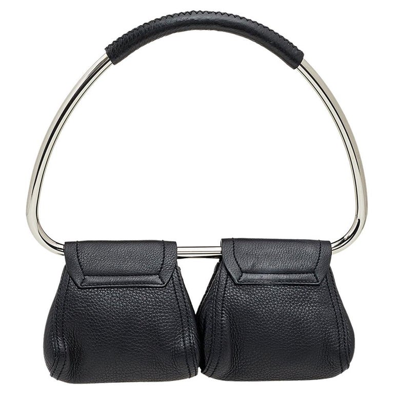 PRADA Calfksin Loop Top Handle Bag Black 1102780