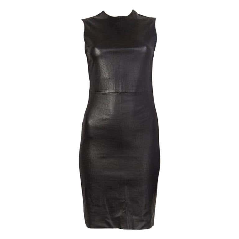 PRADA black leather Sleeveless BODYCON Dress 40 at 1stDibs | prada ...