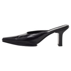 Prada Black Leather Slide Mules Size 38