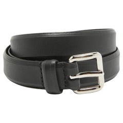 Prada - Ceinture fine en cuir noir 85CM