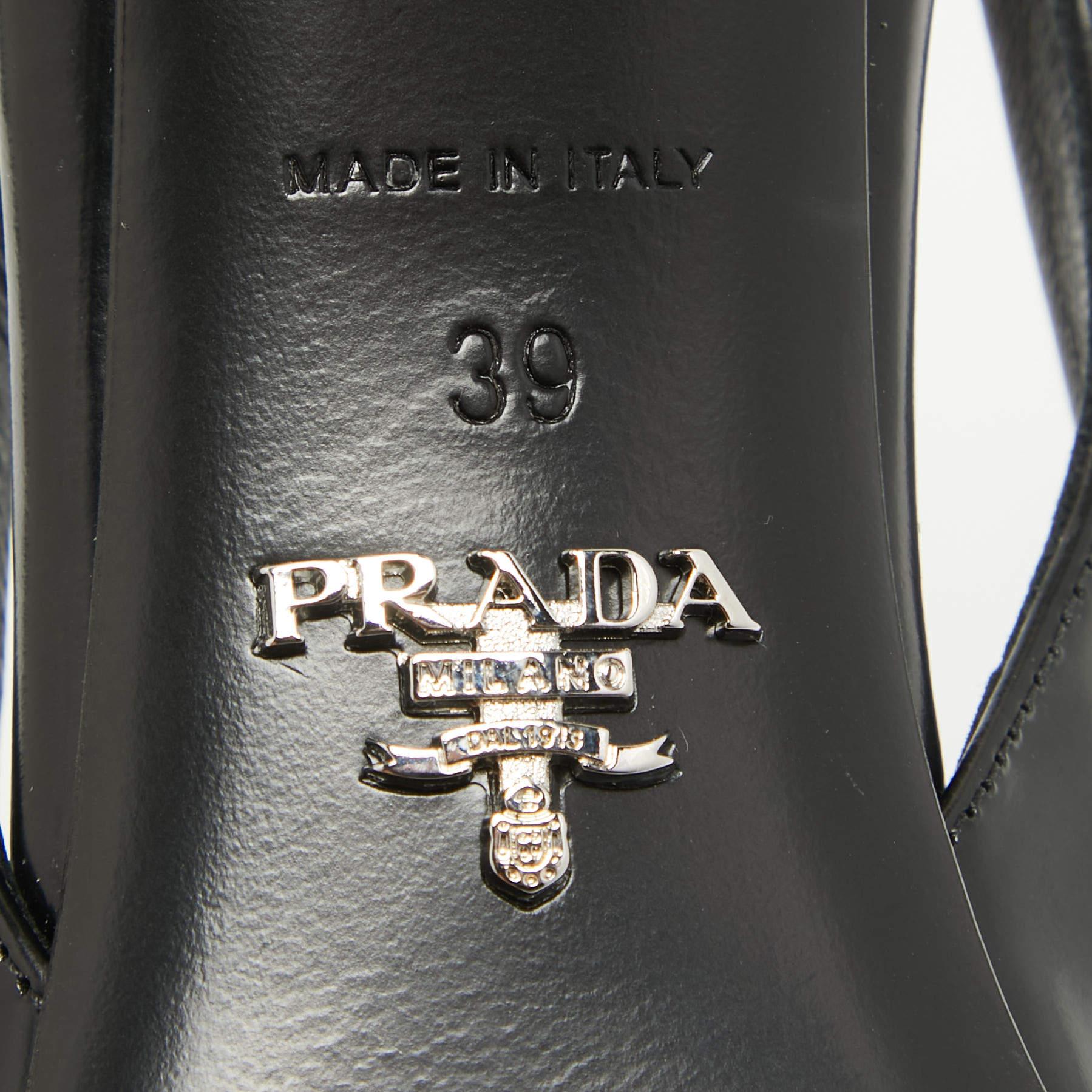 Prada Black Leather Slingback Pointed Toe Pumps Size 39 4