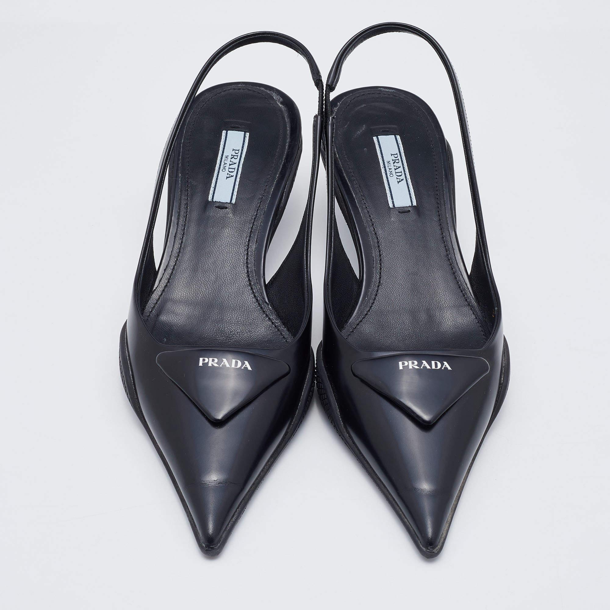 Exhibit an elegant style with this pair of pumps. These designer pumps are crafted from quality materials. They are set on durable soles and low heels.

Includes
Original Dustbag, Original Box, Extra Heel Tips, Info Booklet
