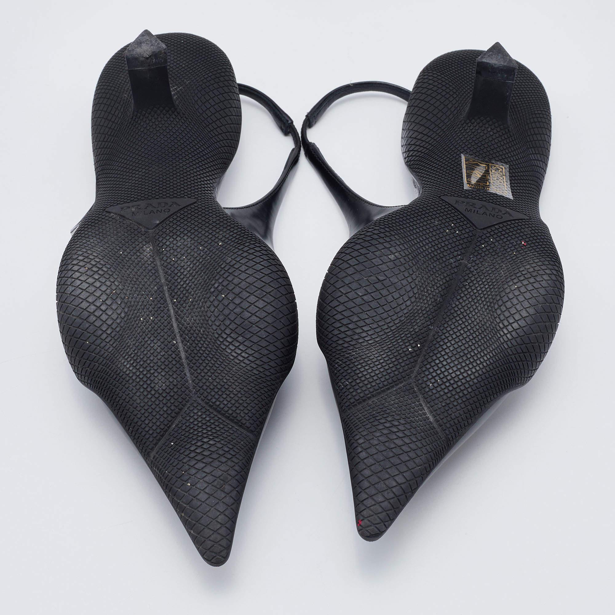 Prada Black Leather Slingback Pumps Size 37 2