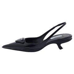 Prada Black Leather Slingback Pumps Size 37