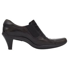 Prada Black Leather Slip On Kittten Heel Pumps (37.5 EU)