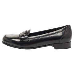 Used Prada Black Leather Slip On Loafers