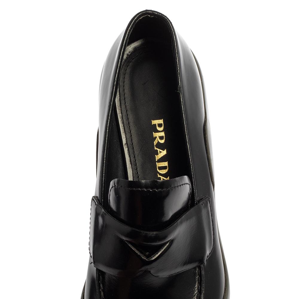 Prada Mocasines Slip On Cuero Negro Talla 38 3