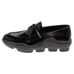 Prada Black Leather Slip On Loafers Size 38