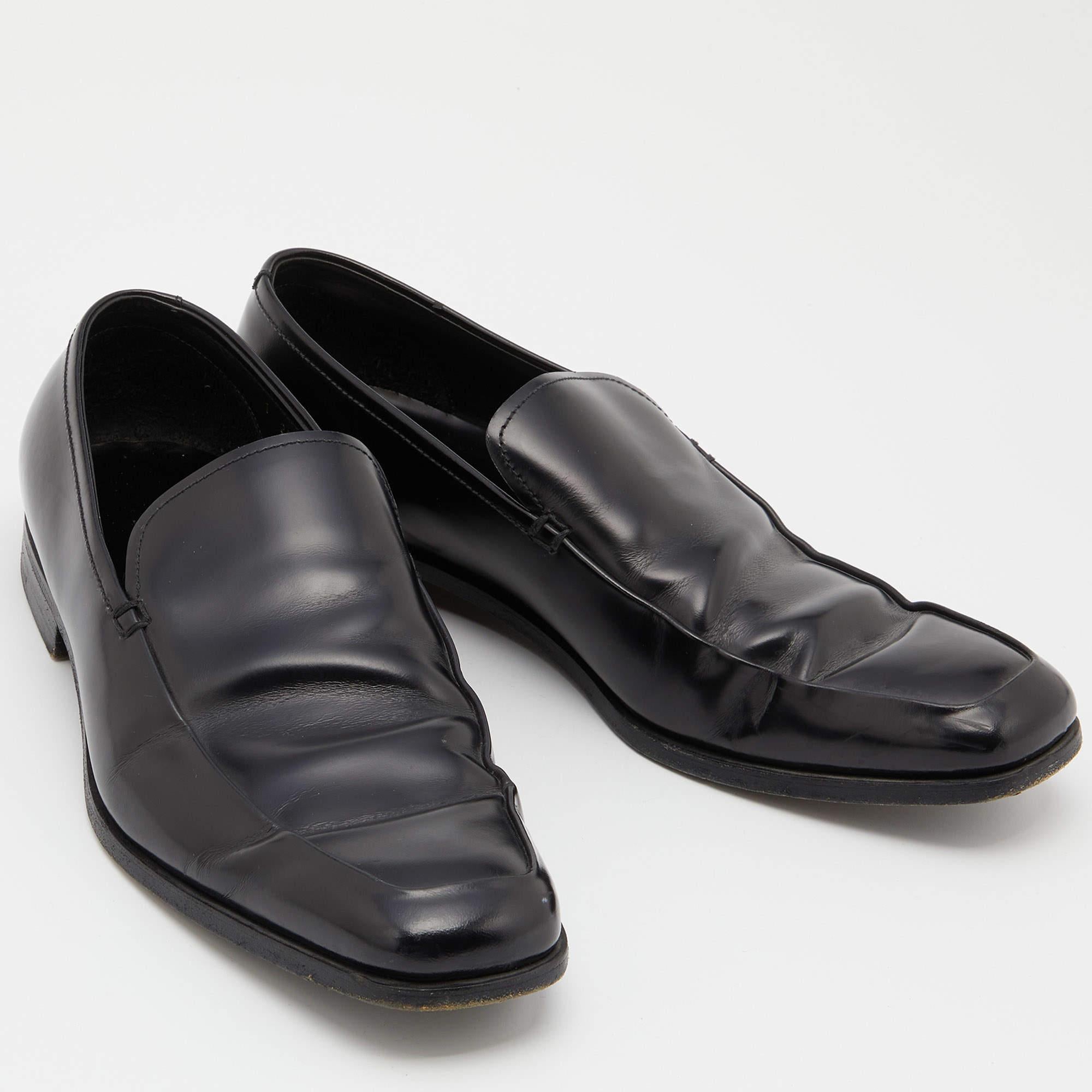 Prada Schwarzer Leder-Slip auf Loafers aus Leder Größe 40 Herren