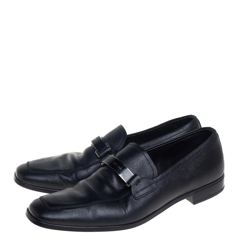 Prada Black Leather Slip On Loafers Size 40 1